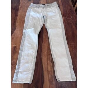 NYDJ skinny jeans women size 12 gray two-tone colorblock side panel made in USA